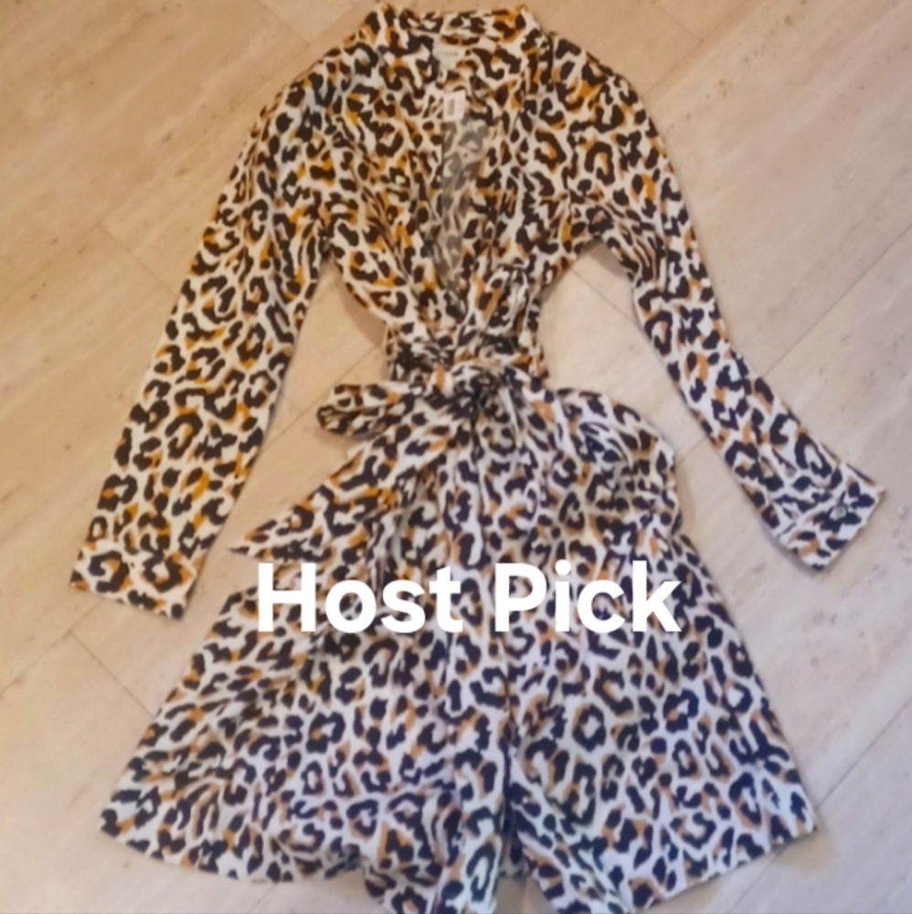 New J. Crew Animal Print Button Down Belted Midi Shirt Dress